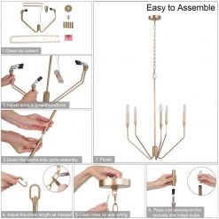 Modern LNC Simple Champagne Torch Chandelier - 5 Lights Hot Sale