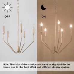 Modern LNC Simple Champagne Torch Chandelier - 5 Lights Hot Sale