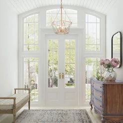 LNC Modern Champagne Cage Chandelier - 4 Lights