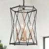 Modern Hot Sale LNC Industrial Cylindrical Black Cage Chandelier - 4 Lights