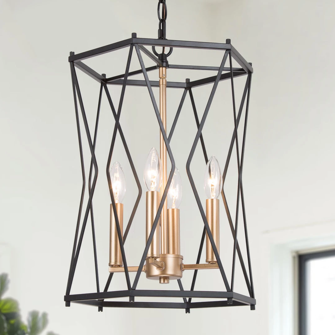 Modern Hot Sale LNC Industrial Cylindrical Black Cage Chandelier - 4 Lights 3 Modern Hot Sale LNC Industrial Cylindrical Black Cage Chandelier - 4 Lights