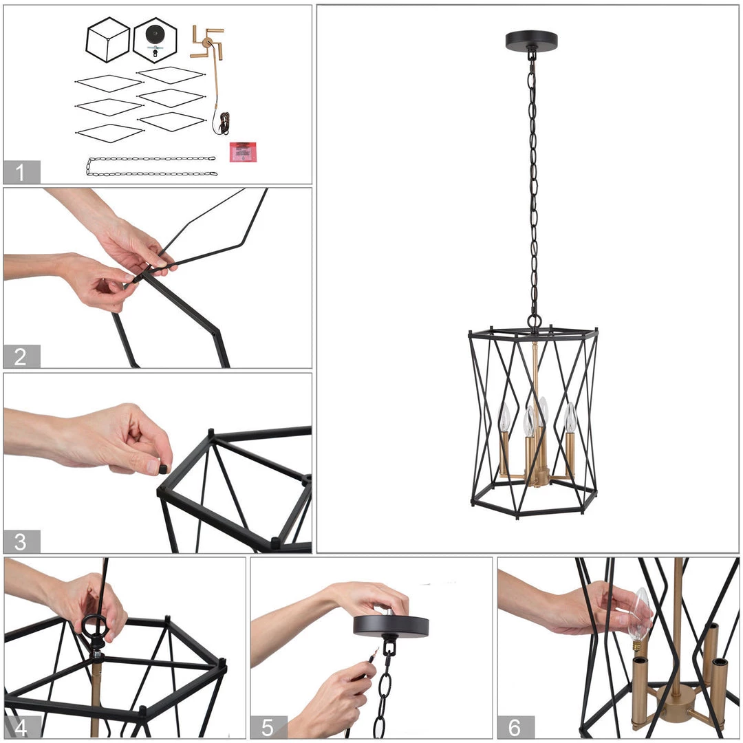 Modern Hot Sale LNC Industrial Cylindrical Black Cage Chandelier - 4 Lights 8 Modern Hot Sale LNC Industrial Cylindrical Black Cage Chandelier - 4 Lights