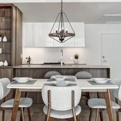 LNC Industrial Black Diamond-shaped Chandelier - 4 Lights Hot Sale