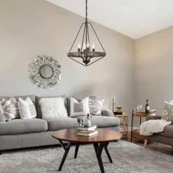 LNC Industrial Black Diamond-shaped Chandelier - 4 Lights Hot Sale