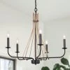 LNC Industrial Metal Chandelier Black With Gold - 5 Lights Open Box Lighting