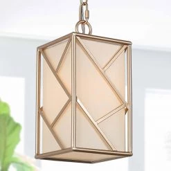 Uolfin LNC Golden Metallic Chandelier With White Fabric-Clearance