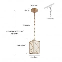 Uolfin LNC Golden Metallic Chandelier With White Fabric-Clearance