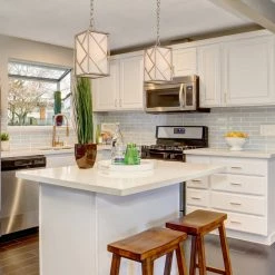 Uolfin LNC Golden Metallic Chandelier With White Fabric-Clearance