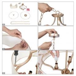 Modern Hot Sale LNC Gold Drum-shaped Metallic Hanging Pendant- 3 Lights