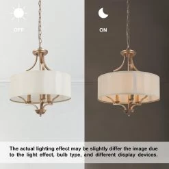 Modern Hot Sale LNC Gold Drum-shaped Metallic Hanging Pendant- 3 Lights