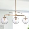 Modern LNC Gold Linear Metal Pipe Chandelier - 3 Lights Hot Sale