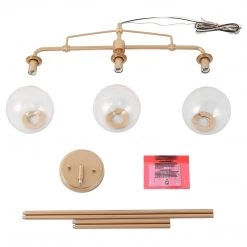 Modern LNC Gold Linear Metal Pipe Chandelier - 3 Lights Hot Sale