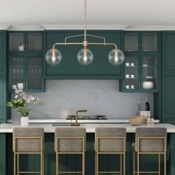 Modern LNC Gold Linear Metal Pipe Chandelier - 3 Lights Hot Sale