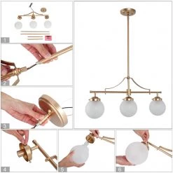 LNC Modern Gold Globe Chandelier - 3 Lights
