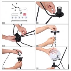 LNC Modern Black Globe Chandelier-Open Box Lighting