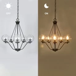 LNC Modern Black Globe Chandelier-Open Box Lighting