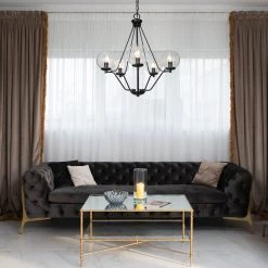 LNC Modern Black Globe Chandelier-Open Box Lighting