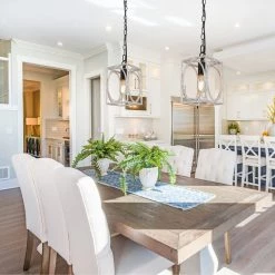 LNC Modern Farmhouse White-wash Rustic Pendant Hot Sale