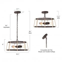 Hot Sale LNC Modern Industrial Drum Pendant Light-3 Lights