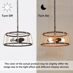 Hot Sale LNC Modern Industrial Drum Pendant Light-3 Lights