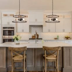 Hot Sale LNC Modern Industrial Drum Pendant Light-3 Lights