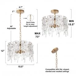 LNC Gold Modern Crystal Chandelier-3 Lights Hot Sale 15 LNC Gold Modern Crystal Chandelier-3 Lights Hot Sale