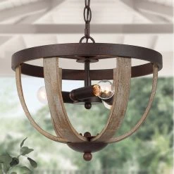 Google Lighting LNC Modern Farmhouse Wood Pendant Light