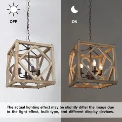 Hot Sale LNC French Country White-wash Cube Chandelier-4 Lights
