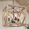 Hot Sale LNC French Country White-wash Cube Chandelier-4 Lights
