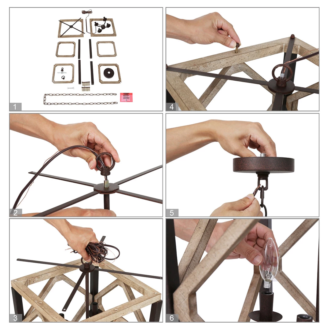 LNC French Country Cube Chandelier-4 Lights 11 LNC French Country Cube Chandelier-4 Lights