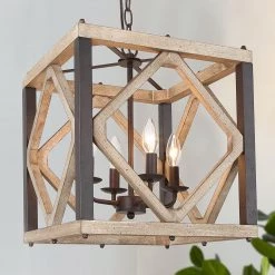 LNC French Country Cube Chandelier-4 Lights