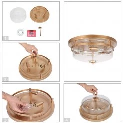 LNC Modern Rose Gold Flush Mount Light