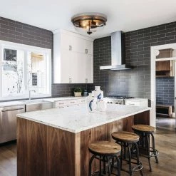 Hot Sale LNC Modern Farmhouse Rose Gold Flush Mount Light