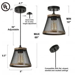 LNC Modern Industrial Black Wire Pendant-Clearance Lighting