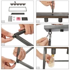 Hot Sale LNC Modern Industrial Rectangle Kitchen Chandelier-5 Lights