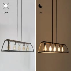 Hot Sale LNC Modern Industrial Rectangle Kitchen Chandelier-5 Lights