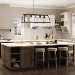 Hot Sale LNC Modern Industrial Rectangle Kitchen Chandelier-5 Lights