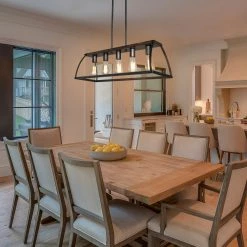 Hot Sale LNC Modern Industrial Rectangle Kitchen Chandelier-5 Lights