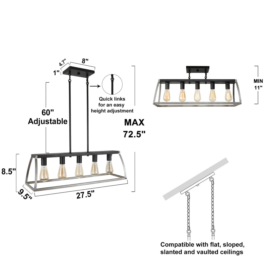 Lighting LNC Modern Farmhouse Rectangle Kitchen Chandelier 6 Lighting LNC Modern Farmhouse Rectangle Kitchen Chandelier