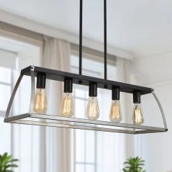 Lighting LNC Modern Farmhouse Rectangle Kitchen Chandelier