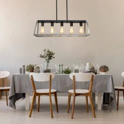 Lighting LNC Modern Farmhouse Rectangle Kitchen Chandelier