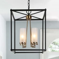 Lighting LNC Black Modern Lantern Chandelier
