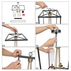 Lighting LNC Black Modern Lantern Chandelier