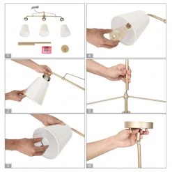 Modern LNC Rose Gold And Cream Wide Chandelier-3 Lights