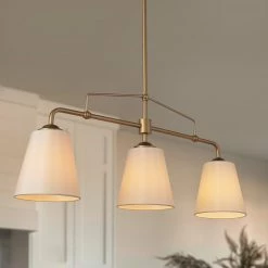 Modern LNC Rose Gold And Cream Wide Chandelier-3 Lights