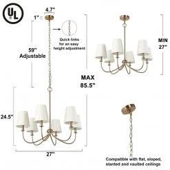 LNC Modern Chandelier With Fabric Shade-6 Lights Hot Sale