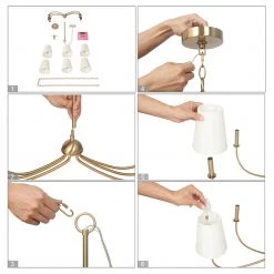 LNC Modern Chandelier With Fabric Shade-6 Lights Hot Sale