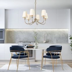 LNC Modern Chandelier With Fabric Shade-6 Lights Hot Sale