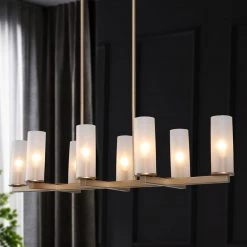 Modern Hot Sale LNC Gold Geometric Kitchen Chandelier-8 Lights