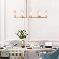 LNC Gold Geometric Kitchen Chandelier Open Box Lighting